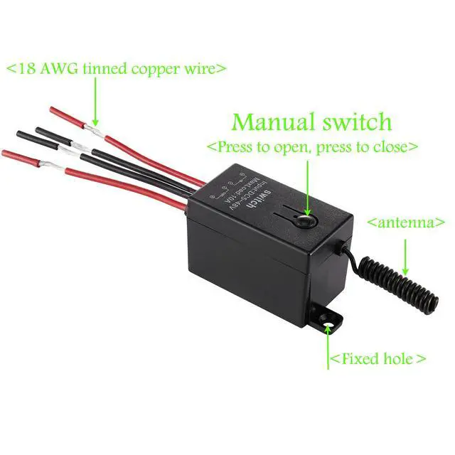 Alt view image 6 of 7 - Mini Wireless Switch 12V,5V/12V/48V/10A Relay Remote Switch for Lights,328FT Long Range for Ceiling Lights, Lamps, Industrial Control and Security Fields.