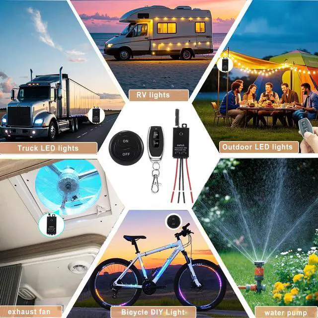 Alt view image 3 of 7 - Mini Wireless Switch 12V,5V/12V/48V/10A Relay Remote Switch for Lights,328FT Long Range for Ceiling Lights, Lamps, Industrial Control and Security Fields.