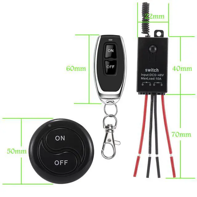 Alt view image 5 of 7 - Mini Wireless Switch 12V,5V/12V/48V/10A Relay Remote Switch for Lights,328FT Long Range for Ceiling Lights, Lamps, Industrial Control and Security Fields.