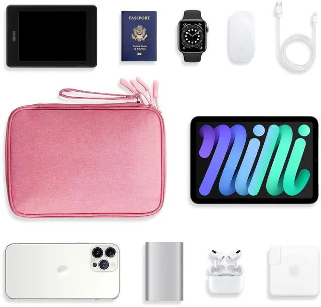 Alt view image 6 of 7 - Electronic Cable Organizer Bag, Large Travel Cord Storage Case for Charger, Power Bank, Cables & Tech Accessories (Large, Dark Pink)