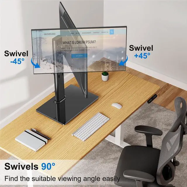 Alt view image 2 of 7 - Single Monitor Stand Fits Max 32 inch Computer Screen, Free-Standing Desk Stand Hold up to 17.6lbs, Monitor Mount with Height Adjustment, Swivel, Tilt, Rotation, VESA Mount 75/100mm