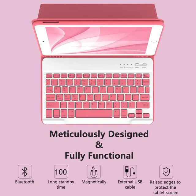 Alt view image 6 of 7 - for iPad 9th Generation Case with Keyboard, for iPad 8th 7th Generation Case with Keyboard (Wireless Detachable & Pencil Holder), iPad 10.2"/iPad Air 10.5"(3rd Gen)/iPad Pro 10.5" (Watermelon)