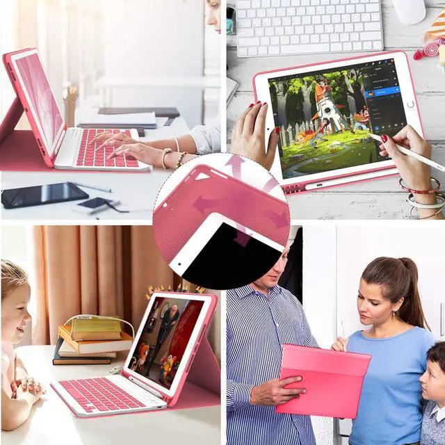 Alt view image 7 of 7 - for iPad 9th Generation Case with Keyboard, for iPad 8th 7th Generation Case with Keyboard (Wireless Detachable & Pencil Holder), iPad 10.2"/iPad Air 10.5"(3rd Gen)/iPad Pro 10.5" (Watermelon)