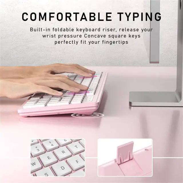 Alt view image 3 of 7 - Wireless Keyboard and Mouse, 2.4GHz Cordless Keyboard Mouse Combo, Optical Mouse, Plug and Play USB Receiver, Compatible with Windows, Mac, Laptop, and PCWhite Pink