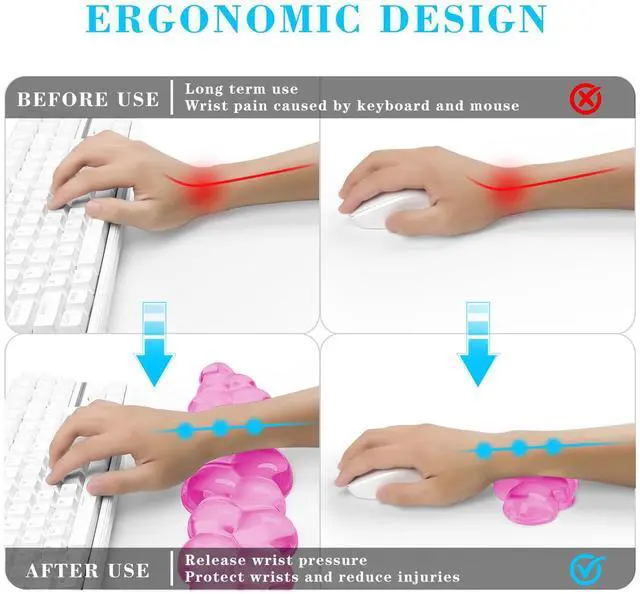 Alt view image 2 of 7 - Gel Cloud Keyboard and Mouse Wrist Rest, Cute Wrist Support and Arm Support Keyboard Rest for Keyboard and Mouse Typing Pain ReliefSuitable for Office/Computer/Laptop/Gaming (Pink)