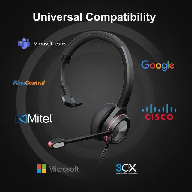 Alt view image 7 of 7 - USB Headset with Microphone for PC, Mono Wired Computer Headset with 3.5mm & USB Dual Plug, Noise Cancelling Office Headphones for Call Center, Zoom, Teams, Laptop Mac