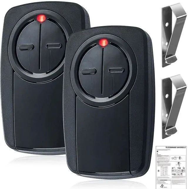 Main image of KLIK5U-BK2 KLIK3U-BK Clicker - Universal 2 Button Garage Door Opener Remote for Chamberlain LiftMaster Genie, etc. Fit for Yellow Orange Red Purple Green Learn Button or DIP Switch.
