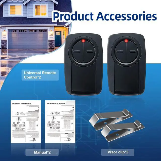 Alt view image 3 of 7 - KLIK5U-BK2 KLIK3U-BK Clicker - Universal 2 Button Garage Door Opener Remote for Chamberlain LiftMaster Genie, etc. Fit for Yellow Orange Red Purple Green Learn Button or DIP Switch.