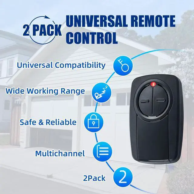 Alt view image 6 of 7 - KLIK5U-BK2 KLIK3U-BK Clicker - Universal 2 Button Garage Door Opener Remote for Chamberlain LiftMaster Genie, etc. Fit for Yellow Orange Red Purple Green Learn Button or DIP Switch.