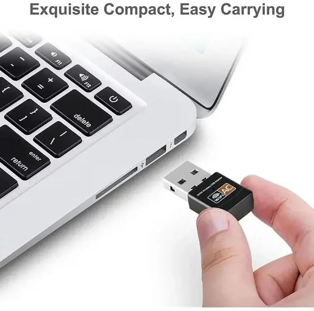 Alt view image 3 of 7 - Dual-Band USB WiFi Adapter, Black - for Laptops and Desktops, Compatible with Windows, Mac, and Linux