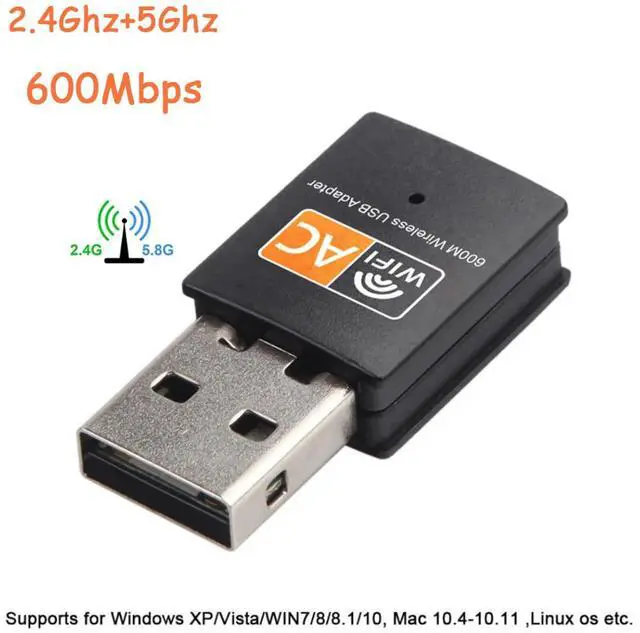 Alt view image 2 of 7 - Dual-Band USB WiFi Adapter, Black - for Laptops and Desktops, Compatible with Windows, Mac, and Linux