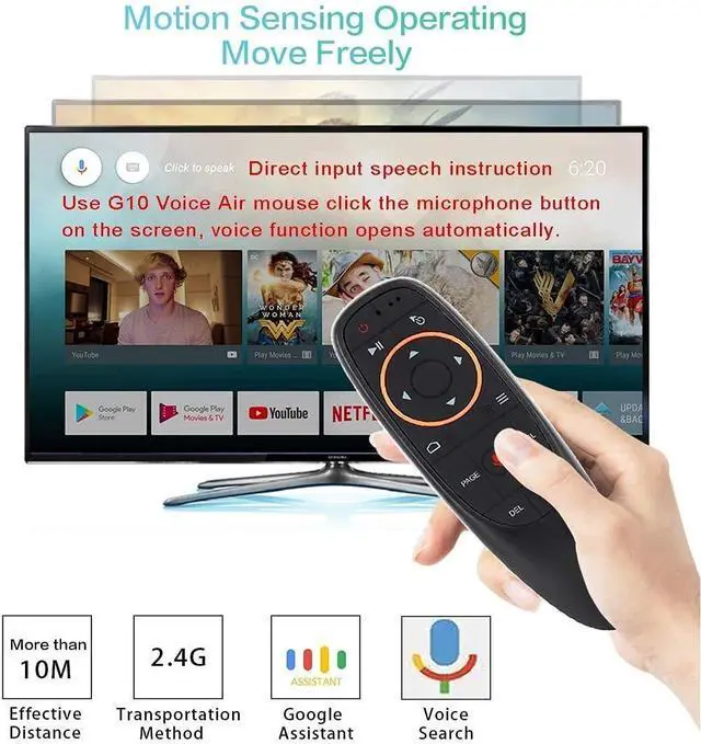 Alt view image 4 of 7 - Air Mouse Remote Control, Voice Remote 2.4G RF Wireless Remote Control with 6-Axis Gyroscope IR Learning, USB Air Mouse Remote for PC Smart TV Android TV Box HTPC Laptop Projector Android Windows