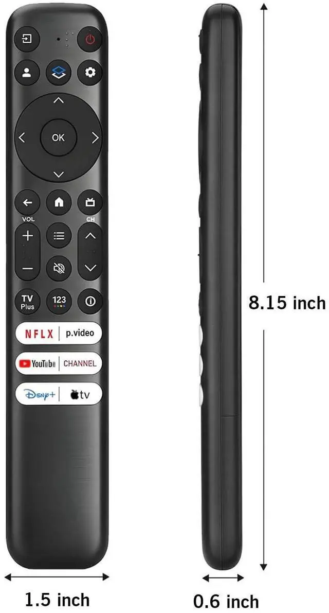 Alt view image 5 of 7 - RC813 Replacement for TCL Google TV Remote Control, Compatible for TCL Smart TVs S250G S3 S4 S5 Q5 Q6 Q7 QM7 QM8 Series - No Setup Required