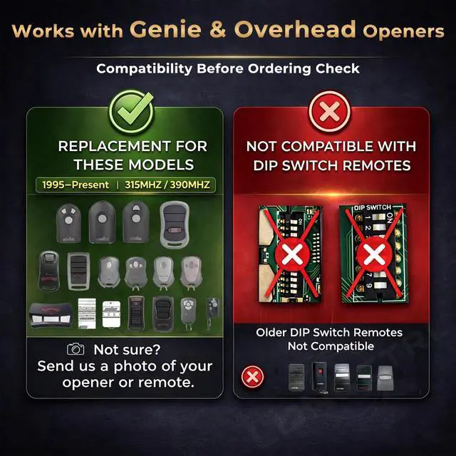 Alt view image 2 of 5 - 2 Replacement for Genie & Overhead Door Garage Door Opener Remote G3T-R G3T-BX G3T-A, Only Compatible with All Intellicode Genie Overhead Garage Openers from 1995