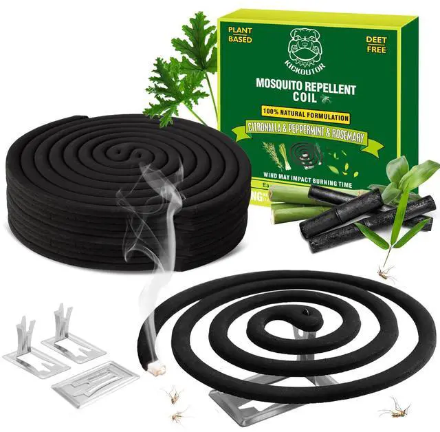 Main image of Citronella Mosquito Repellent Incense Coils, 20 Coils & 4 Stands, Natural DEET-Free Outdoor Protection for Patio, Backyard & Camping, Burns 5-7 Hours Against Gnats & No-See-Ums