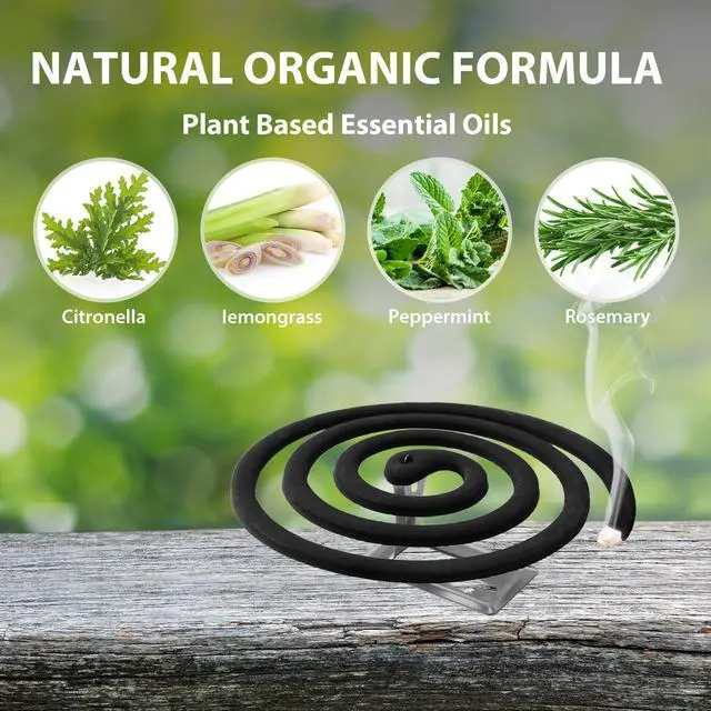Alt view image 3 of 5 - Citronella Mosquito Repellent Incense Coils, 20 Coils & 4 Stands, Natural DEET-Free Outdoor Protection for Patio, Backyard & Camping, Burns 5-7 Hours Against Gnats & No-See-Ums