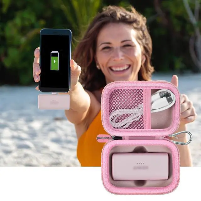 Alt view image 6 of 7 - Portable Charger Case Compatible with Iwalk/for Feob/for Charmast/for Amelema/for LanLuk/for Anker Nano Portable Charger, Mini Power Bank Storage Bag with Fixed Inner(Box Only)-Pink