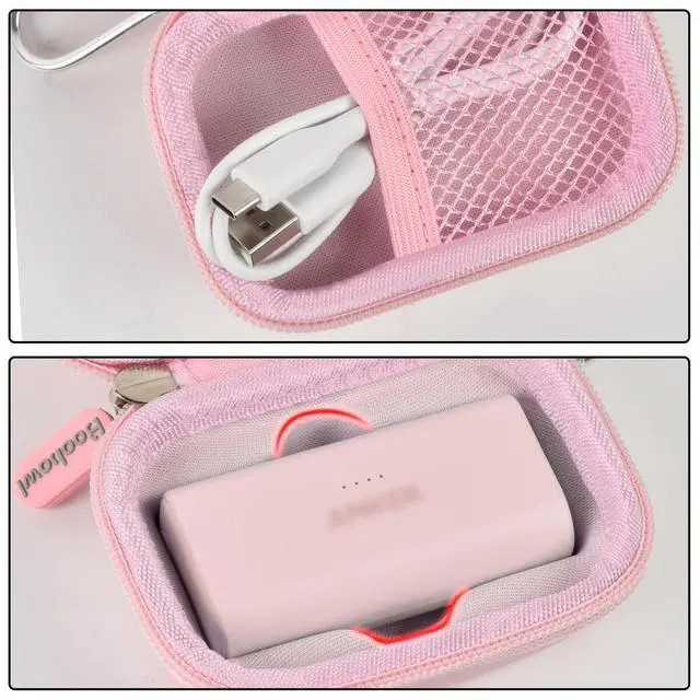 Alt view image 3 of 7 - Portable Charger Case Compatible with Iwalk/for Feob/for Charmast/for Amelema/for LanLuk/for Anker Nano Portable Charger, Mini Power Bank Storage Bag with Fixed Inner(Box Only)-Pink
