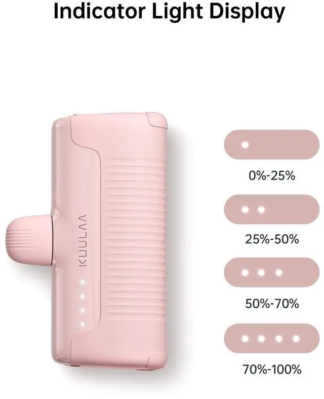Alt view image 7 of 7 - Portable Phone Charger, Small Power Bank 4500mAh Mini Power Bank for iPhone Cute Battery Pack Backup Charger Travel Compatible with iPhone 14/13/12/11/XS/XR (Pink)