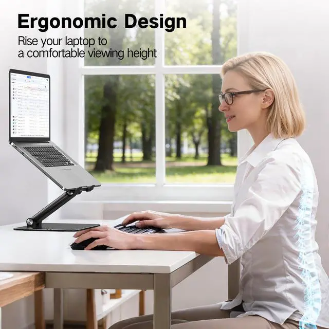 Alt view image 2 of 7 - Adjustable Laptop Stand for Desk, Metal Foldable Laptop Riser, Portable Laptop Holder, Ventilated Cooling Computer Notebook Stand Compatible with 10-17.3 Laptops