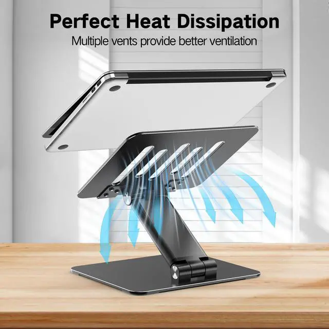Alt view image 4 of 7 - Adjustable Laptop Stand for Desk, Metal Foldable Laptop Riser, Portable Laptop Holder, Ventilated Cooling Computer Notebook Stand Compatible with 10-17.3 Laptops