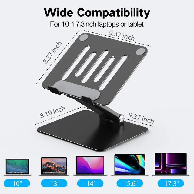 Alt view image 5 of 7 - Adjustable Laptop Stand for Desk, Metal Foldable Laptop Riser, Portable Laptop Holder, Ventilated Cooling Computer Notebook Stand Compatible with 10-17.3 Laptops