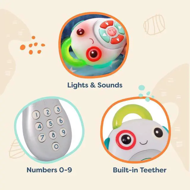 Alt view image 4 of 6 - Musical TV Remote Control with Learning Numbers & Songs Interactive Sensory Toy with Light Up Buttons Educational Baby Toys for Development, 6 Months & Up