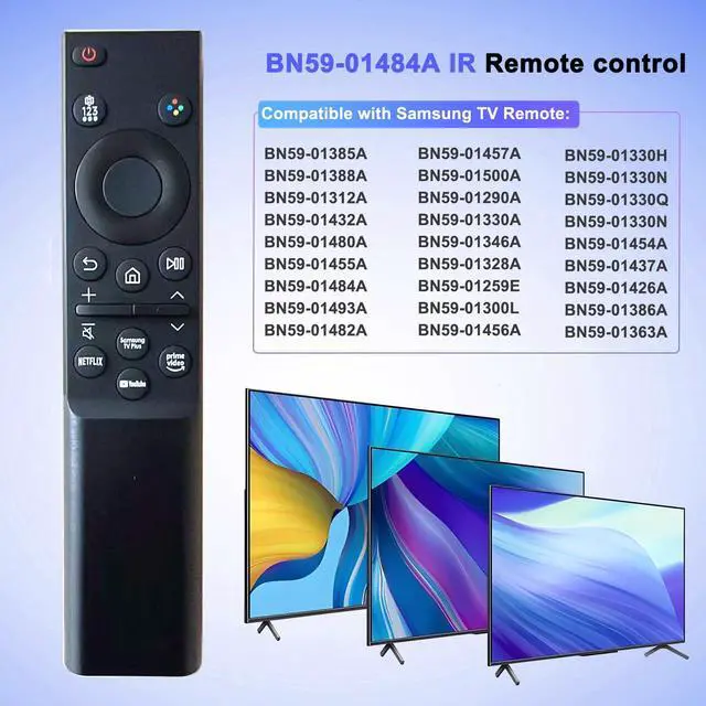 Alt view image 2 of 6 - (Pack of 2) Replacement Remote for Samsung TV BN59-01484A, IR Infrared Control with Netflix YouTube Prime Video Buttons, Compatible with Samsung Crystal UHD 4K Smart TV,No Voice