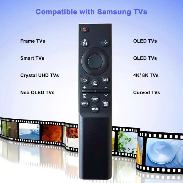 Alt view image 3 of 6 - (Pack of 2) Replacement Remote for Samsung TV BN59-01484A, IR Infrared Control with Netflix YouTube Prime Video Buttons, Compatible with Samsung Crystal UHD 4K Smart TV,No Voice