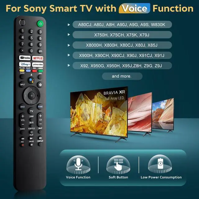 Alt view image 2 of 7 - Replacement for Sony-TV-Voice-Remote-Control, Compatible with Sony Bravia XR/XBR/KD Series 4K/8K LED OLED Google/Android Smart TVs (1 Year Warranty)