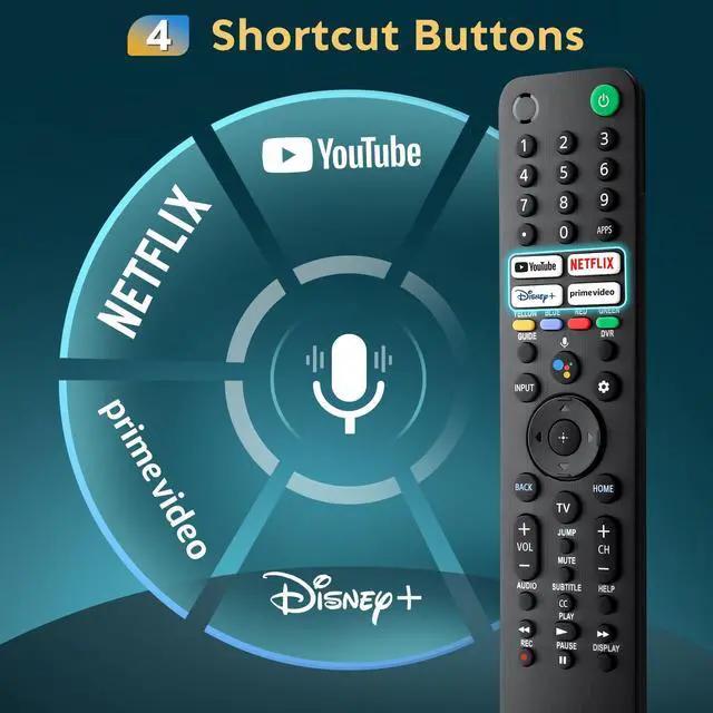 Alt view image 6 of 7 - Replacement for Sony-TV-Voice-Remote-Control, Compatible with Sony Bravia XR/XBR/KD Series 4K/8K LED OLED Google/Android Smart TVs (1 Year Warranty)