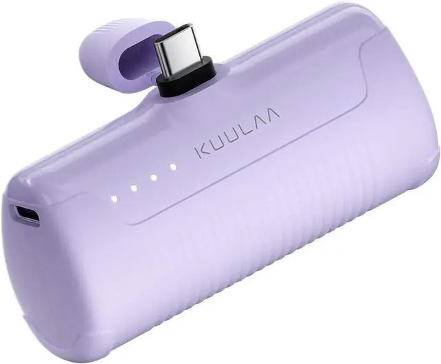 Main image of Portable Charger USB C Power Bank 4500mAh Small Portable Phone Charger Android Compact Plug in Battery Pack Portable Compatible with iPhone 15, Samsung Galaxy, Moto, LG, Pixel, Purple