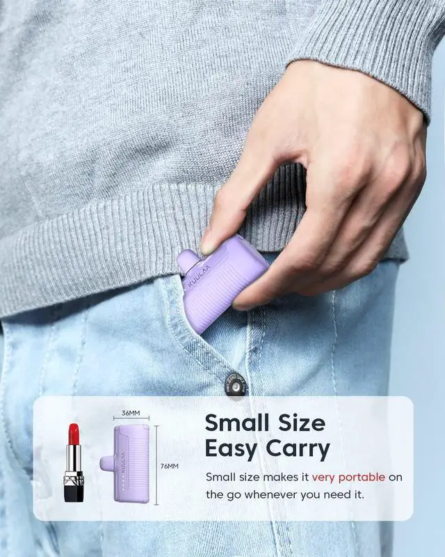 Alt view image 2 of 7 - Portable Charger USB C Power Bank 4500mAh Small Portable Phone Charger Android Compact Plug in Battery Pack Portable Compatible with iPhone 15, Samsung Galaxy, Moto, LG, Pixel, Purple