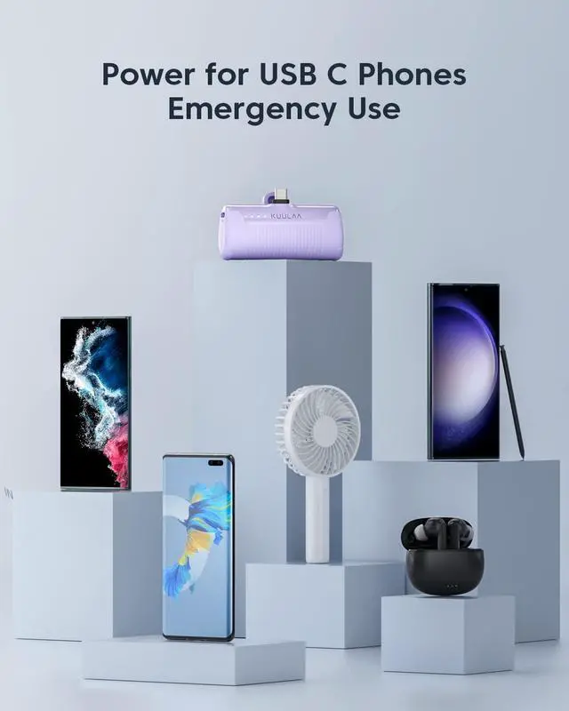 Alt view image 6 of 7 - Portable Charger USB C Power Bank 4500mAh Small Portable Phone Charger Android Compact Plug in Battery Pack Portable Compatible with iPhone 15, Samsung Galaxy, Moto, LG, Pixel, Purple