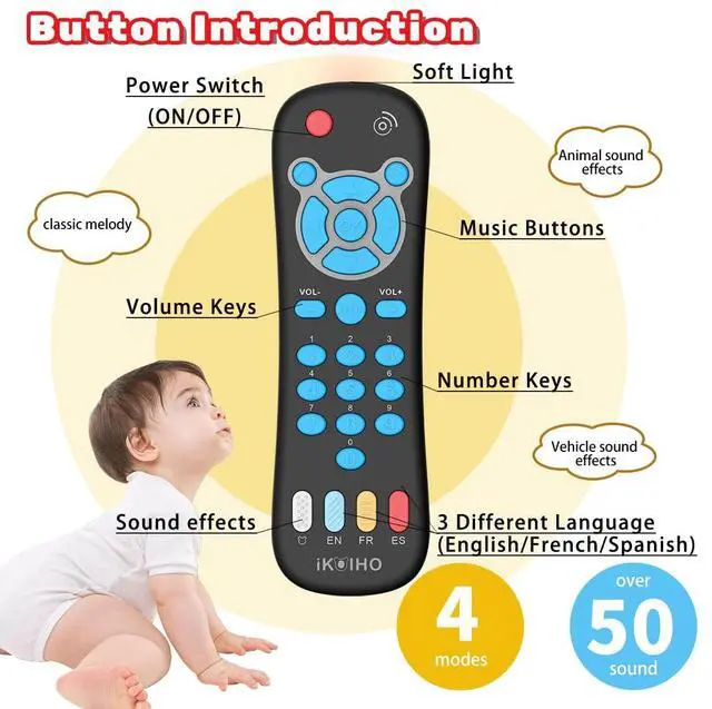 Alt view image 2 of 7 - Baby Remote Control Toy for 1 Year Old Boys Girls Gifts Realistic Toddler TV Remote Toy with Music and Light Early Education Learning Toy Remote Kid Infant Baby Toys for 6 to 12 Months 12 to 18 Months