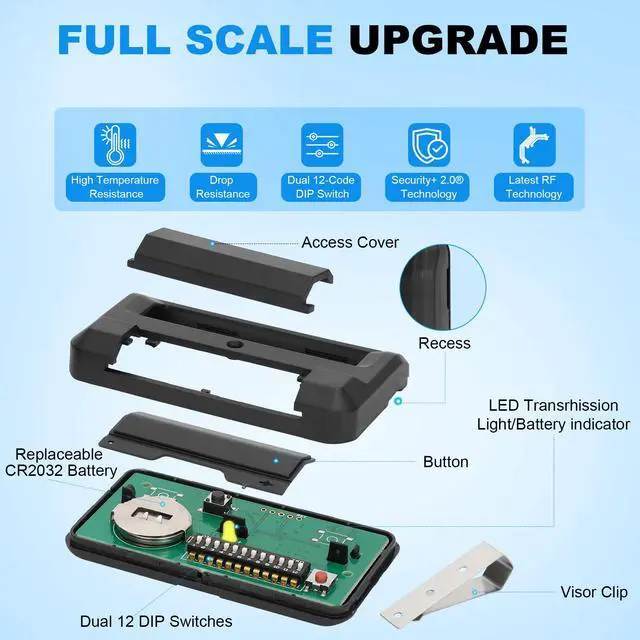 Alt view image 2 of 7 - 811LM Replace 811LMX/811LMX MC Gate Remote for Liftmaster, 12 Dip Switch Gate Remote Compatible with Liftmaster 850LM/860LM Receivers, Gate Opener Remote with Security+ 2.0,390 MHz and 315 MHz,1Pack