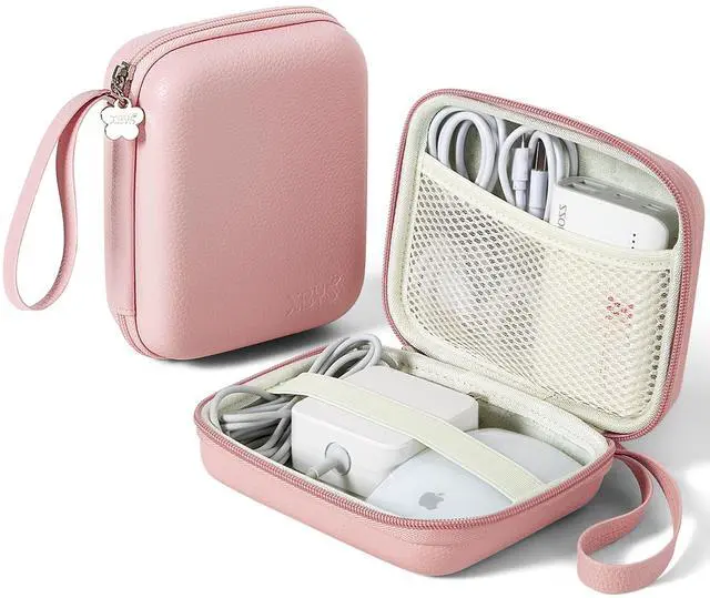 Main image of Charger Case for Macbook, Portable Tech Electronic Organizer Bag,Travel Storage Pouch for Laptop Accessories, MacBook Power Adapter, Charging Cords, USB Drives, Power Bank (Pink, L)