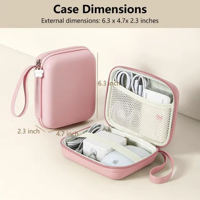 Alt view image 2 of 6 - Charger Case for Macbook, Portable Tech Electronic Organizer Bag,Travel Storage Pouch for Laptop Accessories, MacBook Power Adapter, Charging Cords, USB Drives, Power Bank (Pink, L)