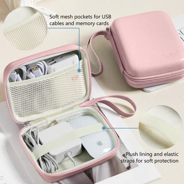 Alt view image 5 of 6 - Charger Case for Macbook, Portable Tech Electronic Organizer Bag,Travel Storage Pouch for Laptop Accessories, MacBook Power Adapter, Charging Cords, USB Drives, Power Bank (Pink, L)