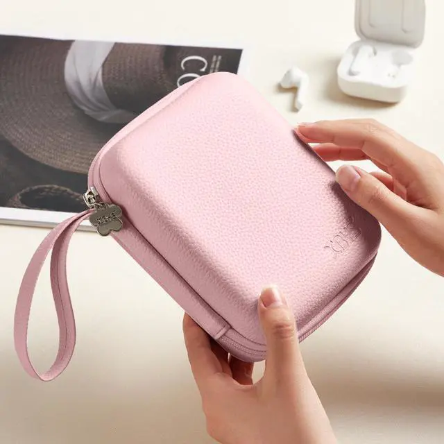 Alt view image 6 of 6 - Charger Case for Macbook, Portable Tech Electronic Organizer Bag,Travel Storage Pouch for Laptop Accessories, MacBook Power Adapter, Charging Cords, USB Drives, Power Bank (Pink, L)