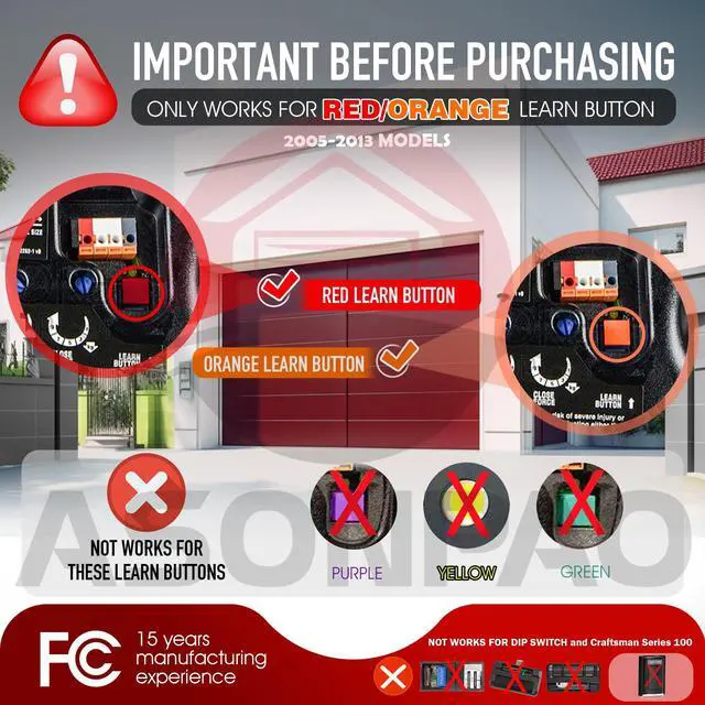 Alt view image 2 of 7 - LiftMaster 971LM Chamberlain 950CB Security+ 1-Button Garage Door Opener Remote (ONLY for 1997-2005 Models RED or Orange Learn Button) - Pack of 25-Year-Warranty