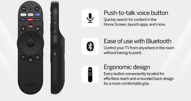 Alt view image 3 of 5 - XRT270R Voice Remote Control Compatible with All VIZIO FHD, 4K, Quantum, Quantum Pro, P-Series, V-Series, QLED Smart TVs VQP75C-84 P75Q9-J01 M65Q6-L4 V506-J09, D32FM-K01, SMALL, BLACK