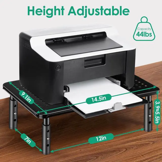Alt view image 6 of 7 - Monitor Stand Risers for 2 Monitors, 3 Height Adjustable Monitor Stand with Pen Holder, Dual Monitor Riser Laptop Riser for Office, Home, School Supplies, 2 Pack, Black