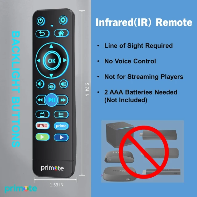 Alt view image 5 of 6 - Remote w/Backlit for Fire& Roku Smart-TVs (NOT for Stick or Player) for Insignia-Toshiba-TCL-Hisense-ONN-Sharp-Pioneer-Westinghouse Fire TV and Roku TV