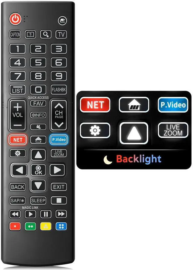 Main image of Backlit Remote for LG Smart TV, Universal Replacement for All LG TV Remote Control for Easy Nighttime Use.1-Year Warranty.