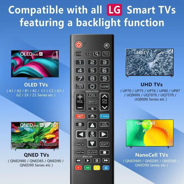 Alt view image 4 of 7 - Backlit Remote for LG Smart TV, Universal Replacement for All LG TV Remote Control for Easy Nighttime Use.1-Year Warranty.