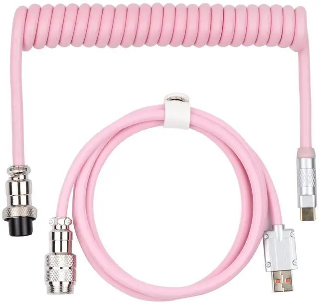 Main image of Puff Aviator Coiled USB Cable, Type C Detachable Mechanical Gaming Keyboard Cable for Win/Mac/Gamers, Suitable for RT100/TH68 PRO/TH80 PRO/TH96/TH80 SE/CIDOO V65. etc(Puff Pink)