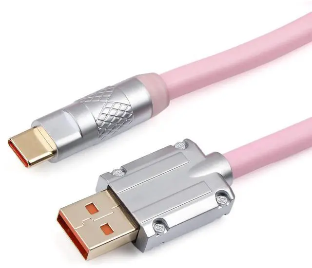 Alt view image 7 of 7 - Puff Aviator Coiled USB Cable, Type C Detachable Mechanical Gaming Keyboard Cable for Win/Mac/Gamers, Suitable for RT100/TH68 PRO/TH80 PRO/TH96/TH80 SE/CIDOO V65. etc(Puff Pink)