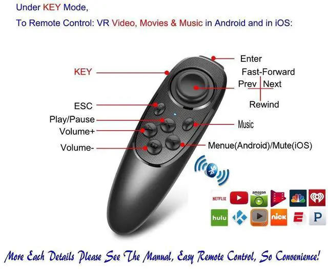 Alt view image 3 of 7 - Controller Gamepad Bluetooth Control VR Video, Game, Selfie, Flip E-Book/PPT/Nook Page, Mouse, in Virtual Reality Headset PC Tablet Laptop iPhone Smart Phone