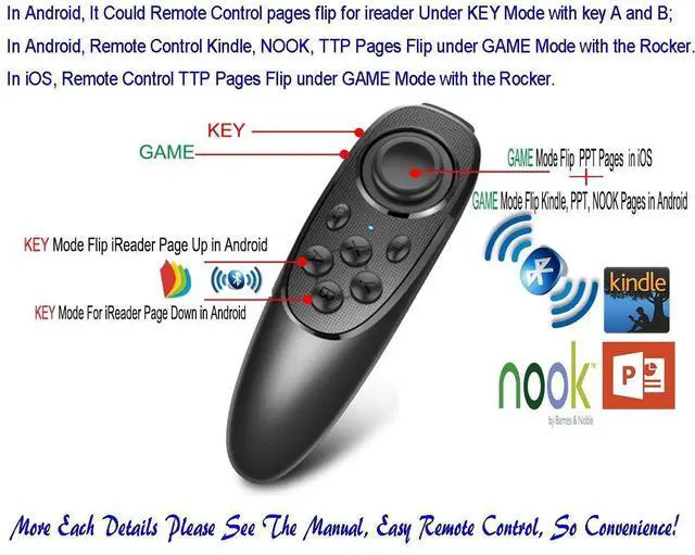 Alt view image 4 of 7 - Controller Gamepad Bluetooth Control VR Video, Game, Selfie, Flip E-Book/PPT/Nook Page, Mouse, in Virtual Reality Headset PC Tablet Laptop iPhone Smart Phone